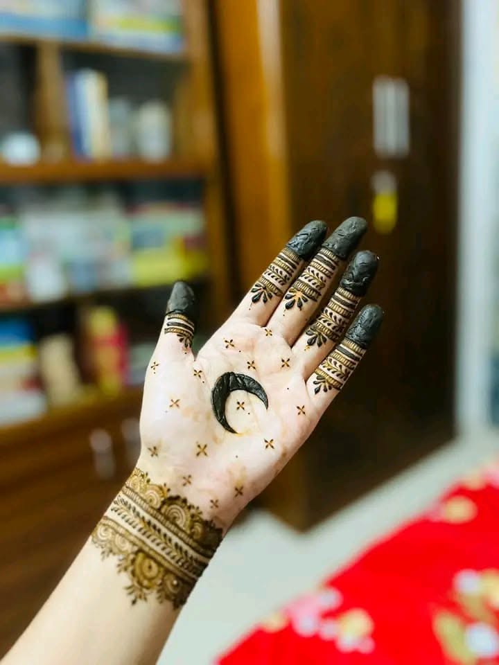 moon mehndi design front hand