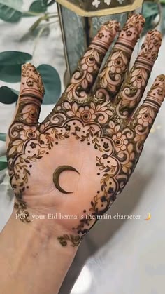 moon mehndi design front hand