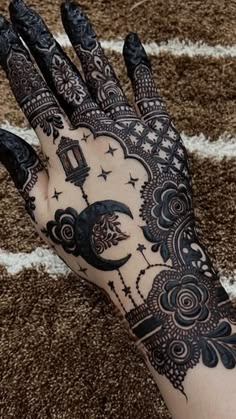 moon mehndi design front hand