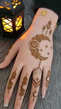 moon mehndi design front hand