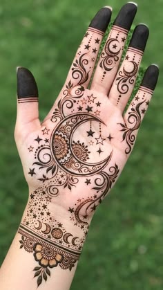 moon mehndi design front hand