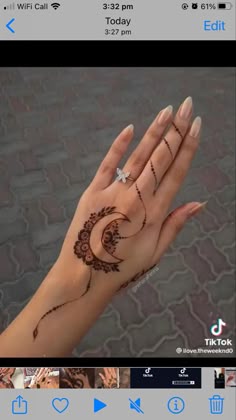 moon mehndi design front hand
