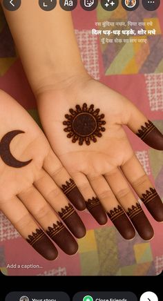 moon mehndi design front hand