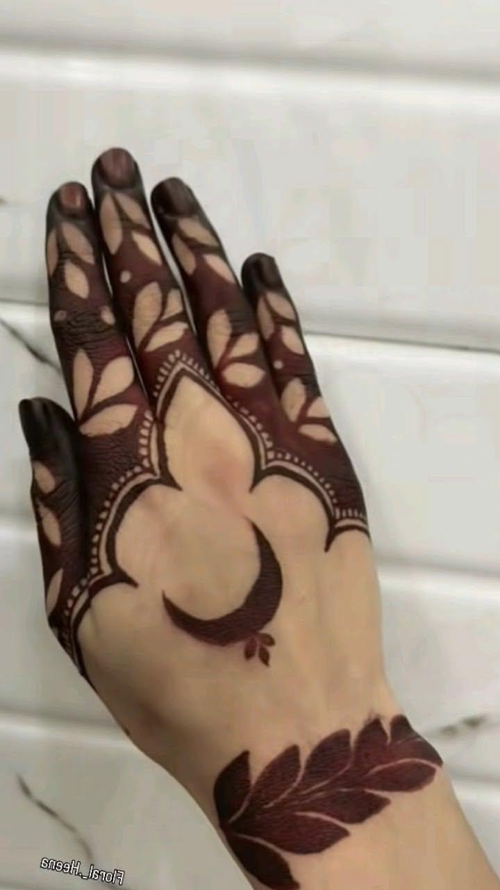 moon mehndi design front hand