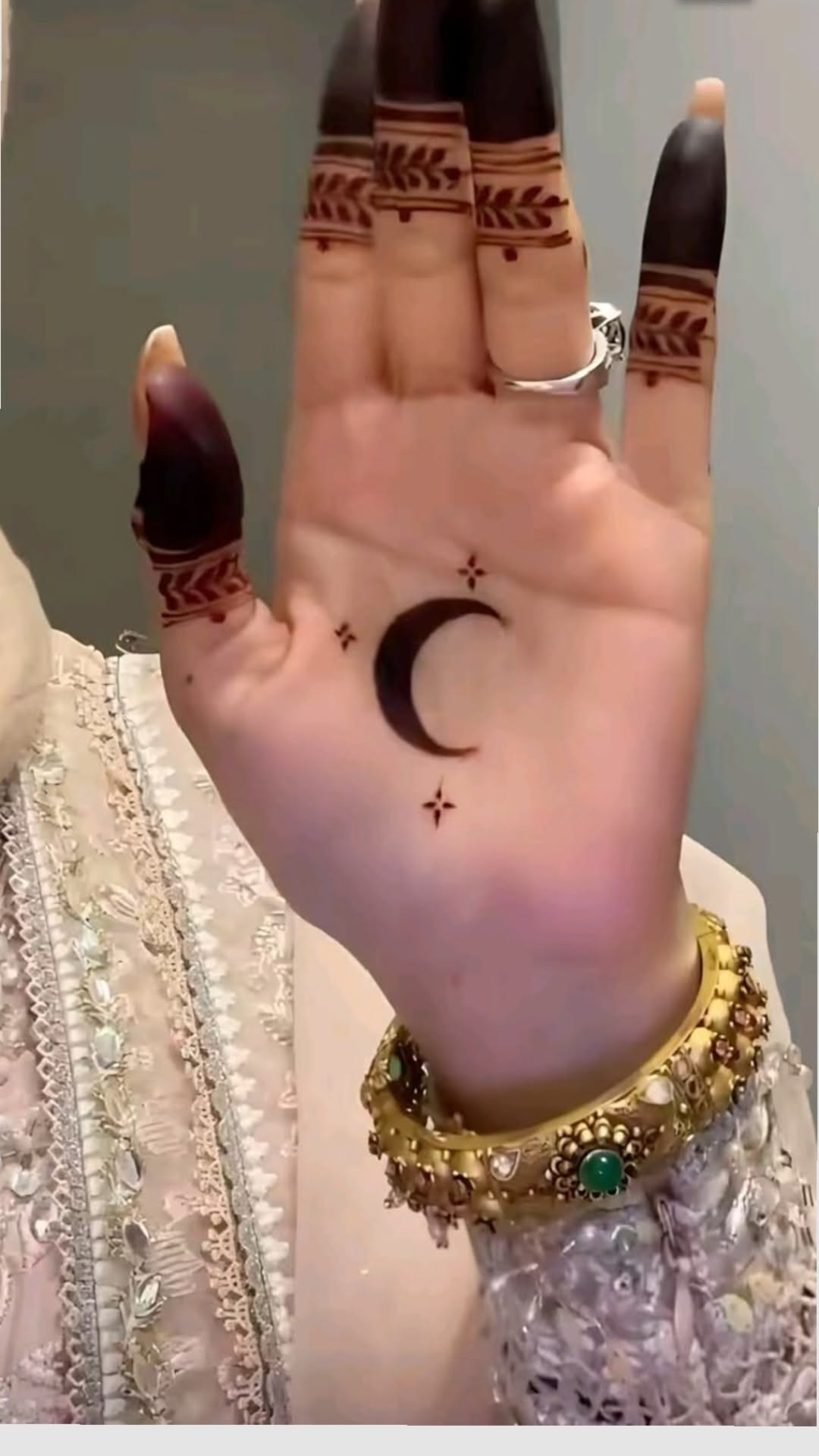 moon mehndi design front hand