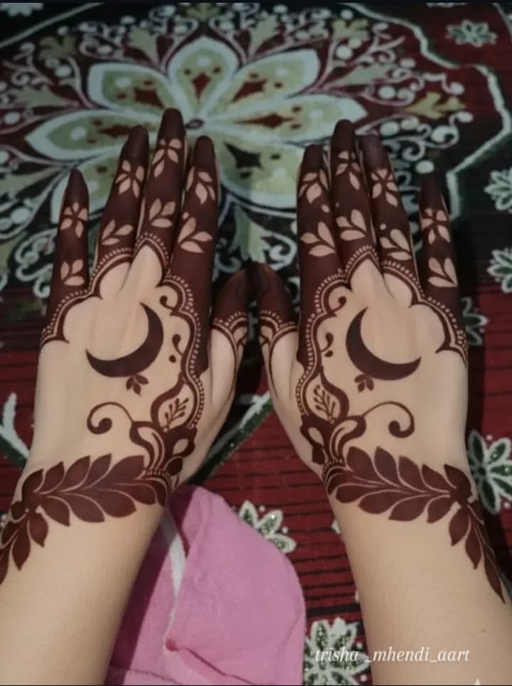 moon mehndi design front hand